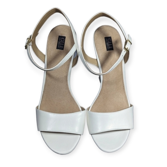 G.I.L.I. Wedges Saraya Leather Irovy & Blue Sandals with Buckle Closure NIB NWT - Picture 3 of 7